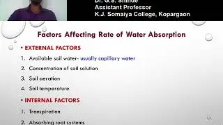 Lecture 5 Chpt 2 Absorption of Water by Dr. Ganesh Shinde