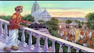 King Prataparudra sees the Bengal Devotees from the palace roof by Dhriti Singh