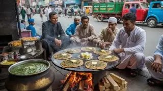 PAKISTANI ROADSIDE BREAKFAST ALOO PARATHA WITH SAAG & MAKHAN | DESI REAL PAKISTANI STREET FOOD