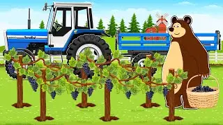 Planting Vines & Harvesting Grapes 🍇 | Realistic Farming with Tractor & Wooden Stakes
