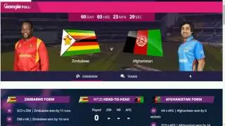 Afghanistan vs Zimbabwe, 9th Match, Group B - Live Cricket Score