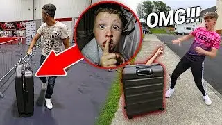 My Little Brother Spent the Day in a Suitcase and it was HILARIOUS... (24 Hour Challenge)
