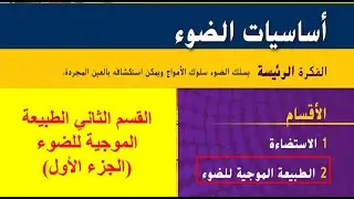 اساسيات الضوء القسم الثاني الطبيعة الموجية للضوء(الجزء الأول)