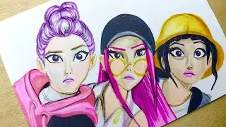 Huntrix K-Pop Demon Hunter Drawing ✨ | Epic Fan Art Challenge | Speed Art
