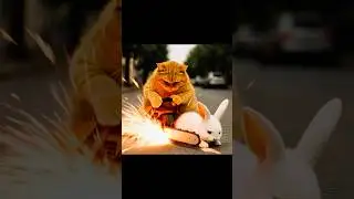 Baby Bunny Chase by Evil Cat | #lazypawsstudio #cat #youtubeshorts #funny