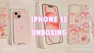 🍥🍡iPhone 15 (pink) coquettish unboxing -my melo phonecase + phone charms ,stickers