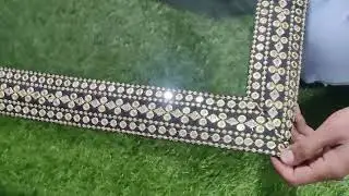 black embroidery mirror work lace saree with mirror work blouse
