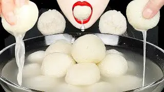 ASMR DRINKING SOUNDS *EAT RASGULLA FOR THE FIRST TIME SOFT EATING SOUNDS BIRD GLASS 신기한 물먹방 রসগুল্লা