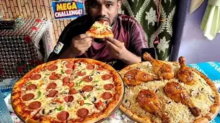 Chicken Leg piece eating Challenge | Pizza | calzone