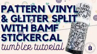 I Am Woman Glitter Pattern Vinyl Split Epoxy Tumbler with a BAMF Stickercal (Tumbler Decal)