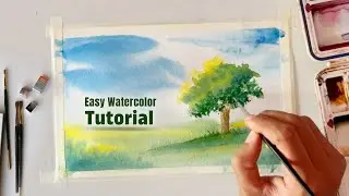 Easy Watercolor Landscape 🌿 | with simple watercolour tricks Painting Tutorial