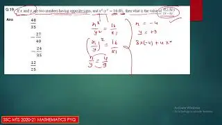 if x and y are two numbers having opposite signs and x2 : y2=  16:81 then what is the value