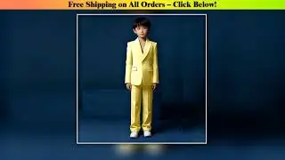 Yellow Boy's Suits Fashion 2 Piece Jacket Pants Back Vent Single Breasted Peak Lapel Slim Fit