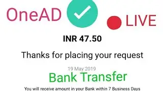 OneAD App LIVE Bank Transfer in 50₹.Onead app Bank Payment Transfer. OneAD 50₹ Bank Transfer. OneAD
