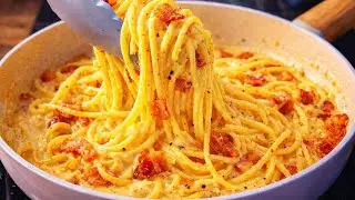 Kremowa carbonara z boczkiem i ż&oacute;łtkiem - gotowa w 20 minut! (ze śmietaną, ile kochasz)