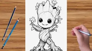 How to Draw Cute Baby Groot Step by Step | Easy Drawing Tutorial