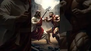 why is jesus fighting with a muscle man? #jesus #jesuscrist #devil
