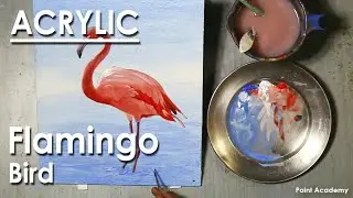 Acrylic Painting : Bird - Flamingo
