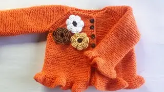 Saquito, suéter o chambrita para niña -tejida en dos agujas- paso a paso - talla 9 a 12 meses -