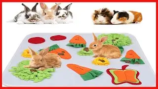 GINDOOR 24 x 24 Rabbit Foraging Mat, Interactive Feed Game for Boredom, Polar Fleece Pet Snuffle