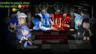 fandoms react to diva 1x1x1x1 vs ghoul two time (burnout forsaken animation)