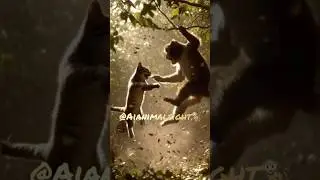 Cat Vs Monkey Fight😱🐒Animal Fight Video || Ai Shorts #monkey #cat #fight #shorts #animals #attack