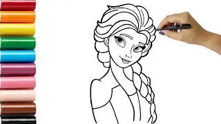 How to Draw Elsa From Frozen ❄️ | Easy Step by Step drawing for kids and Toddlers | Coloring Pages