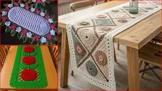 Very beautiful woolen table runners design sharing ideas#design #crochet#tablerunners