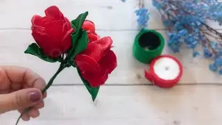 🌹How to make Ribbon Roses 🌹|Easy DIY handmade Cloth Flowers|Hand Embroidery designs|Home decor