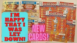 Brand New &pound;2 Lottery Scratch Cards. Orange cards and Coffee Break
