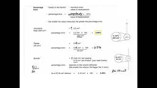 Chemistry Apparatus Errors Calculation of Percentage Error