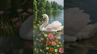 Graceful Swan in a Flower Paradise 🌸🦢✨ #shorts #viral #animals  #birds #cute #animalshorts