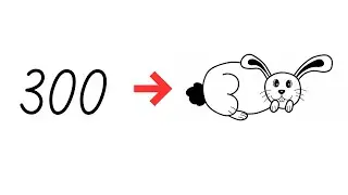 Easy Rabbit Drawing from Number 300 | Step-by-Step for Beginners