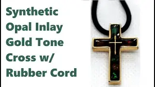 Synthetic Opal Inlay Gold-Tone Cross Necklace