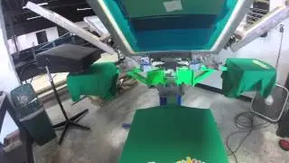 Screen Printing all 6 colors on our Riley Hopkins press
