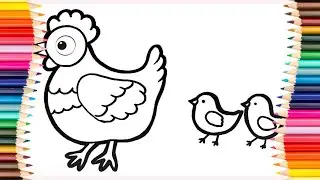 How to Draw And Color a Chicken For Kids And Toddlers