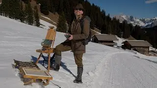 Mit Schlitten und Feldstaffelei | Winterreise Teil 1