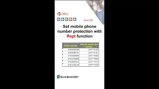 206 Set mobile phone number protection with Rept in Excel #shorts #youtubeshorts