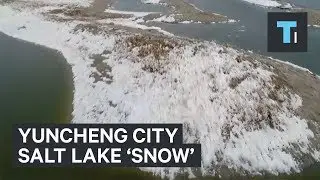 A peculiar phenomenon covered a Chinese lake with 'snow' in the middle of the summer