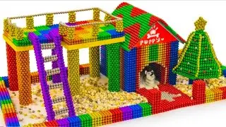A Challange To Build Christmas dog house and Outdoor Christmas Tree from Magnetic Balls |ASMR Videos