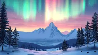 Northern lights Mountain drawing #art #procreate 