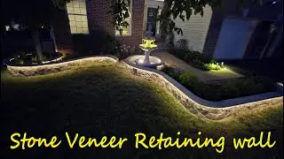 How to Build Stone Veneer Retaining wall||Spiral Shape||LED Light || DIY #diy #gardendesign