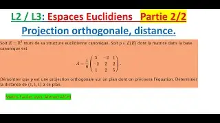 Projection orthogonale, équation d'un hyperplan, distance d'un vecteur à un hyperplan