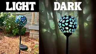 VCUTEKA Solar Lights Outdoor Decorative Mosaic Solar Garden Light Blue Globe Style Lighting