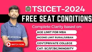 TSICET Free Seat Conditions Full Clarity|My Rank is Below 10k can i get Full Fee Reimbursement ICET