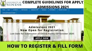 How To Register & Fill Online Admission Form 2021, Sindh University Jamshoro||Complete Guidelines.