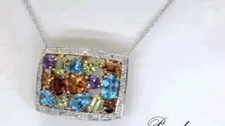 Multi Colored Gemstone Designer Pendant in Yellow Gold [B0266]