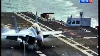 Посадка МИГ 29К на авианосец &laquo;Викрамадитья&raquo;.