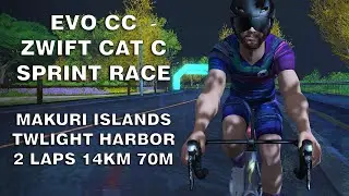 Zwift Category C Sprint Race - Makuri Islands, Twilight Harbor, 2 Laps 14Km 70m