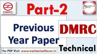 DMRC JE  Mechanical Previous Year Questions Solved | DMRC JE 2018 Preparation -Part 2